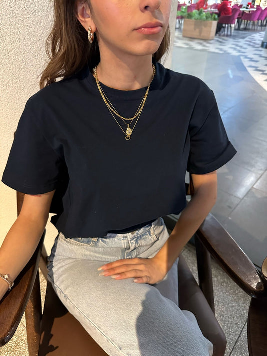 Lacivert Basic T-Shirt