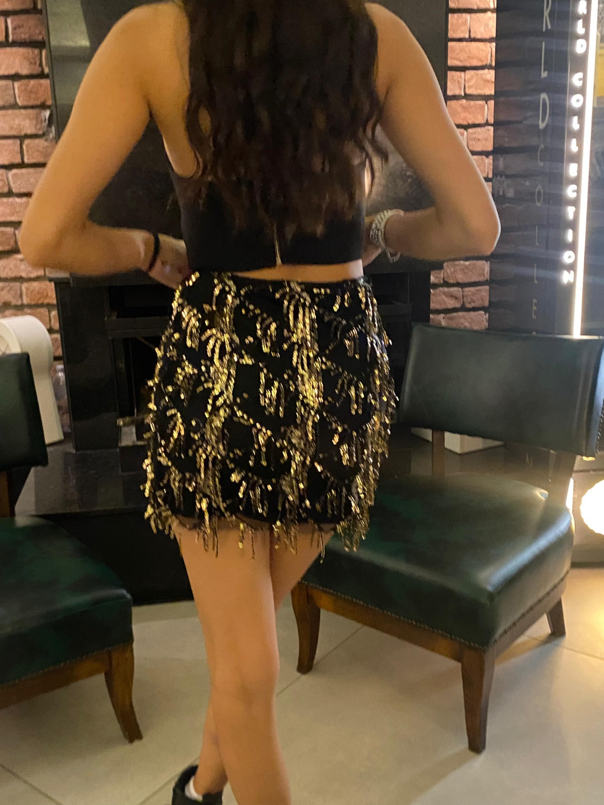 Gold Pullu Mini Etek