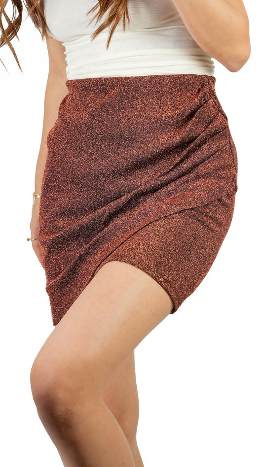 Lurexli Drapeli Mini Etek