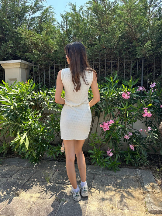 Baklava Desen T-Shırt/Mini Etek Jakarlı Takım