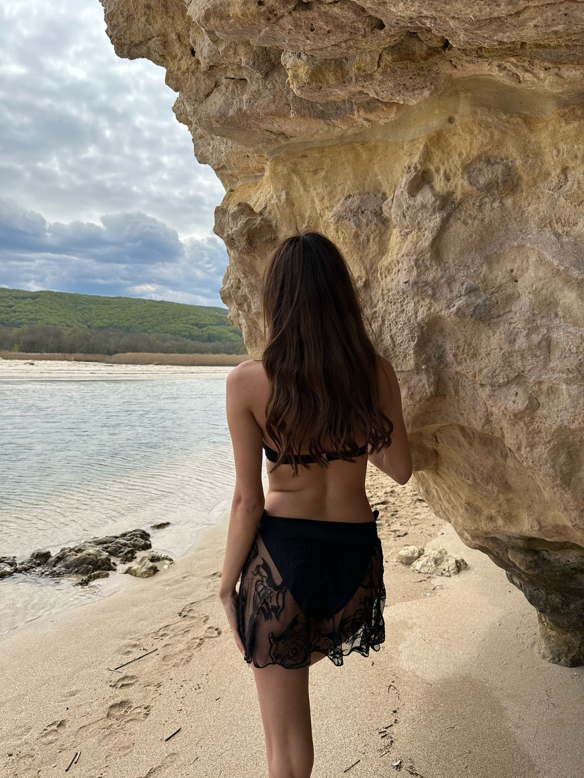 Flok Baskılı Tül Pareo Mini Etek