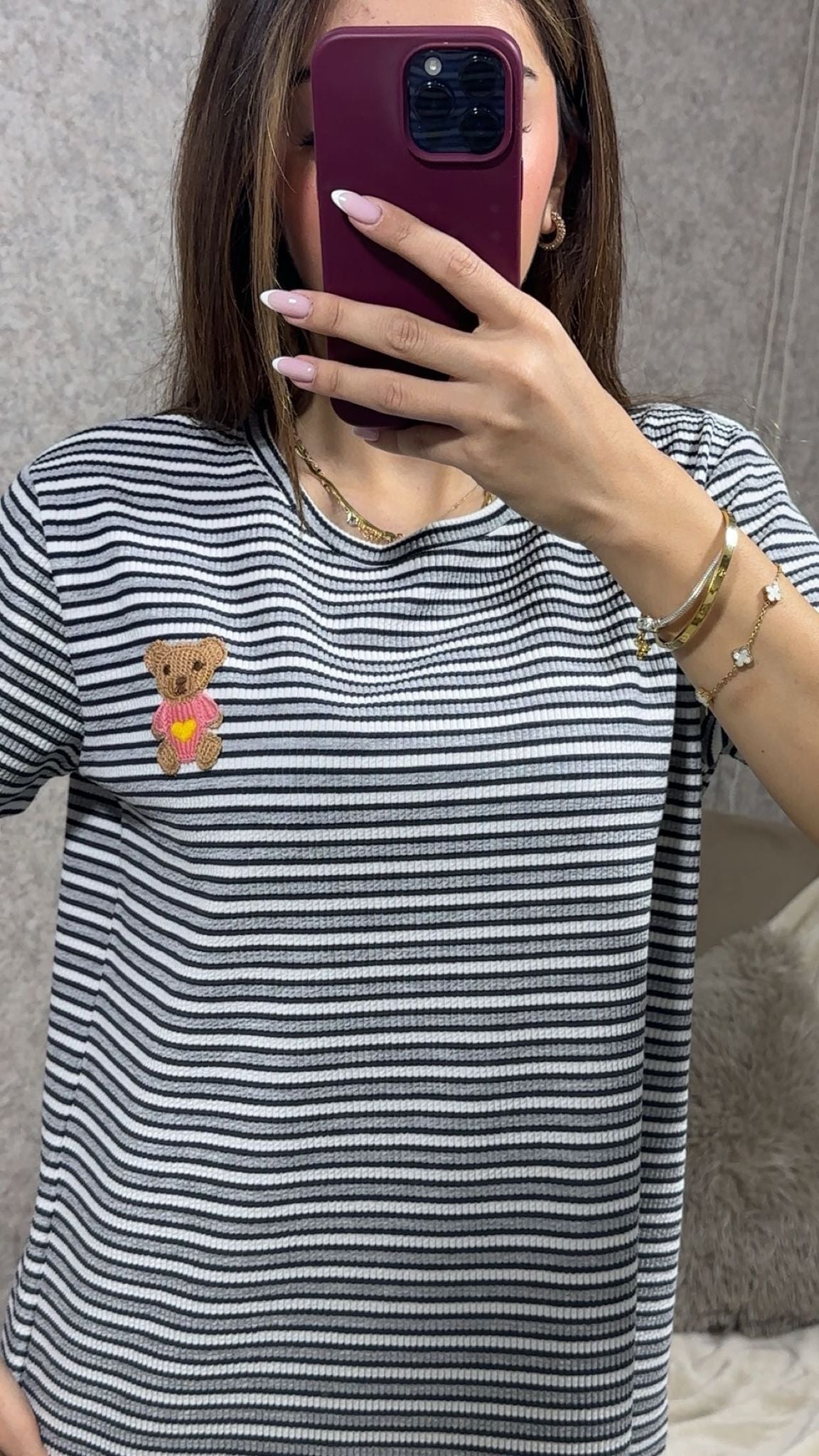 Siyah Beyaz Çizgili  T-Shirt Elbise